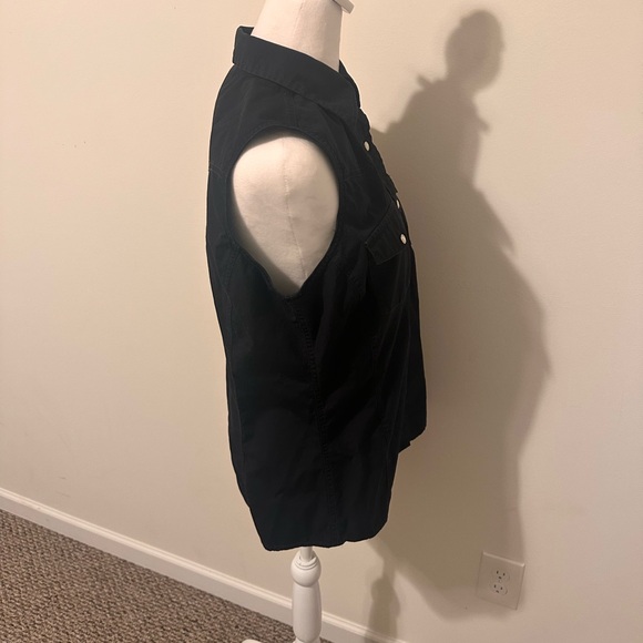 Carhartt Black Sleeveless Button-Down Vest Shirt with White Pearl Buttons Size L - Picture 5 of 7